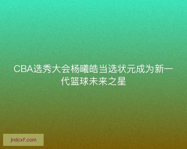 CBA选秀大会杨曦皓当选状元成为新一代篮球未来之星